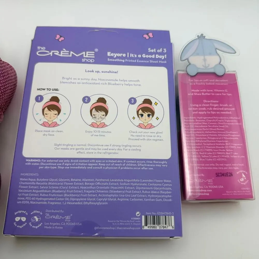 The Crème Shop Disney Minnie Mouse Eeyore Beauty Self Care Bundle NWT